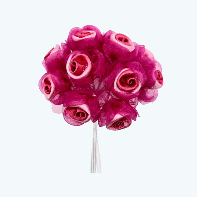 2.5" Diameter Stain Organza Flower 12X12 | Fuchsia 2.5" Diameter Stain Organza Flower 12X12 | Fuchsia